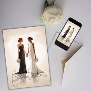 Female Wedding Congratulations Card, Lesbian Wedding Card in English, Downloadable and Printable, Instant Download, LGBTQ