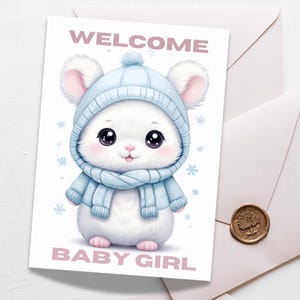 Carte de naissance pour fille, Bienvenue au monde, Carte de vœux en anglais, Téléchargeable et imprimable, Téléchargement instantané, Pour la naissance