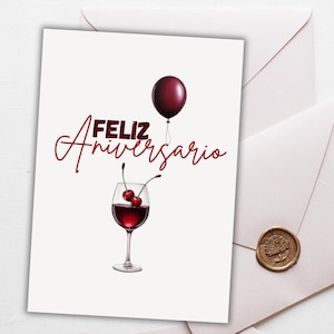 Tarjeta de Aniversario, Tarjeta de Felicitación en español, Regalo para pareja, Descargable e imprimible, Descarga instantánea, Postal, IA