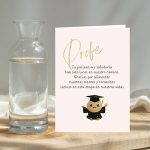 Tarjeta de Agradecimiento para profes en español, Para fin de curso, Regalo para profesores Descargable e imprimible, Descarga instantánea