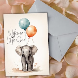 Biglietto per baby shower, biglietto di benvenuto, congratulazioni per la nascita del bambino, biglietto scaricabile e stampabile, download istantaneo, IA