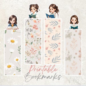 Bookmarks for Books, 4 Downloadable and Printable Bookmarks, Page Dividers, Instant Download, Bookmark