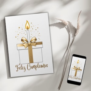 Tarjeta de Felicitación para Cumpleaños en español, Descargable e imprimible, Descarga instantánea, Feliz Cumpleaños, Detalles Regalo, IA