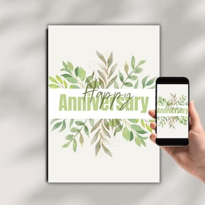 Rocznicowa kartka z życzeniami, karta do pobrania i wydruku, natychmiastowe pobieranie, pocztówka w języku angielskim Happy Anniversary