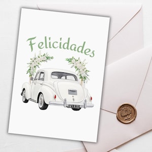 Tarjeta de Felicitación para Bodas, Tarjeta descargable e imprimible, Felicitación en español, Descarga instantánea, IA