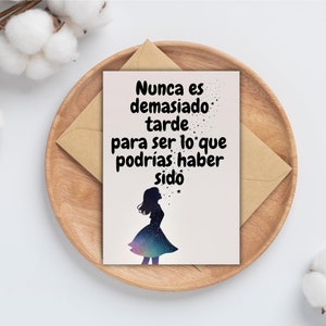 Tarjeta con frase motivadora para regalar, Frase de Motivación en español, Tarjeta descargable e imprimible, Descarga instantánea, IA