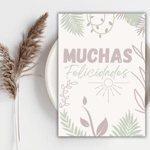 Tarjeta de Felicitación en español para cualquier ocasión, Felicidades, Tarjeta descargable e imprimible, Descarga instantánea, Estilo Boho