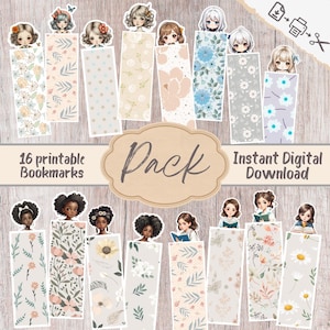 Small Bookmark Pack, Printable Page Dividers, Bookmarks for Book Lovers, Reader Gifts, Instant Download