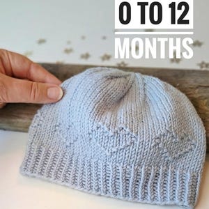 Baby hat knitting pattern, straight needles, heart pattern, knitted hat infant, newborn gift, easy knit hat pattern, beanie pattern baby, DK