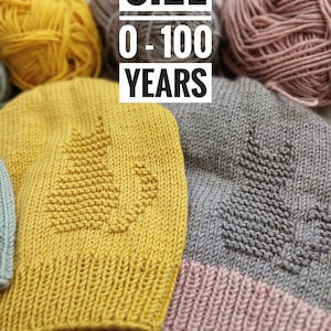 Knitting pattern for beanie, cat motif hat, family matching hats, animal hat pattern, easy knitting pattern, knitted beanie, cat lover gift