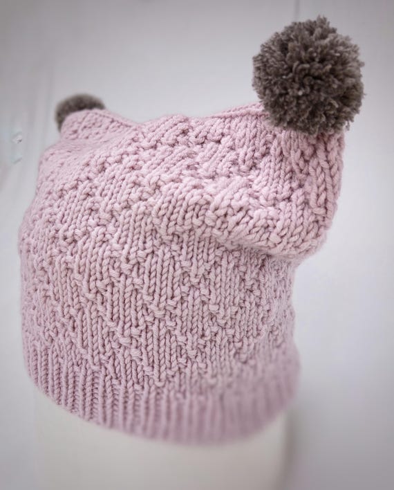 French Knot by Linda Mason Pink Wool Beanie Hand Knit & Heart-Felt - Greater Lafayette, Indiana main image 3