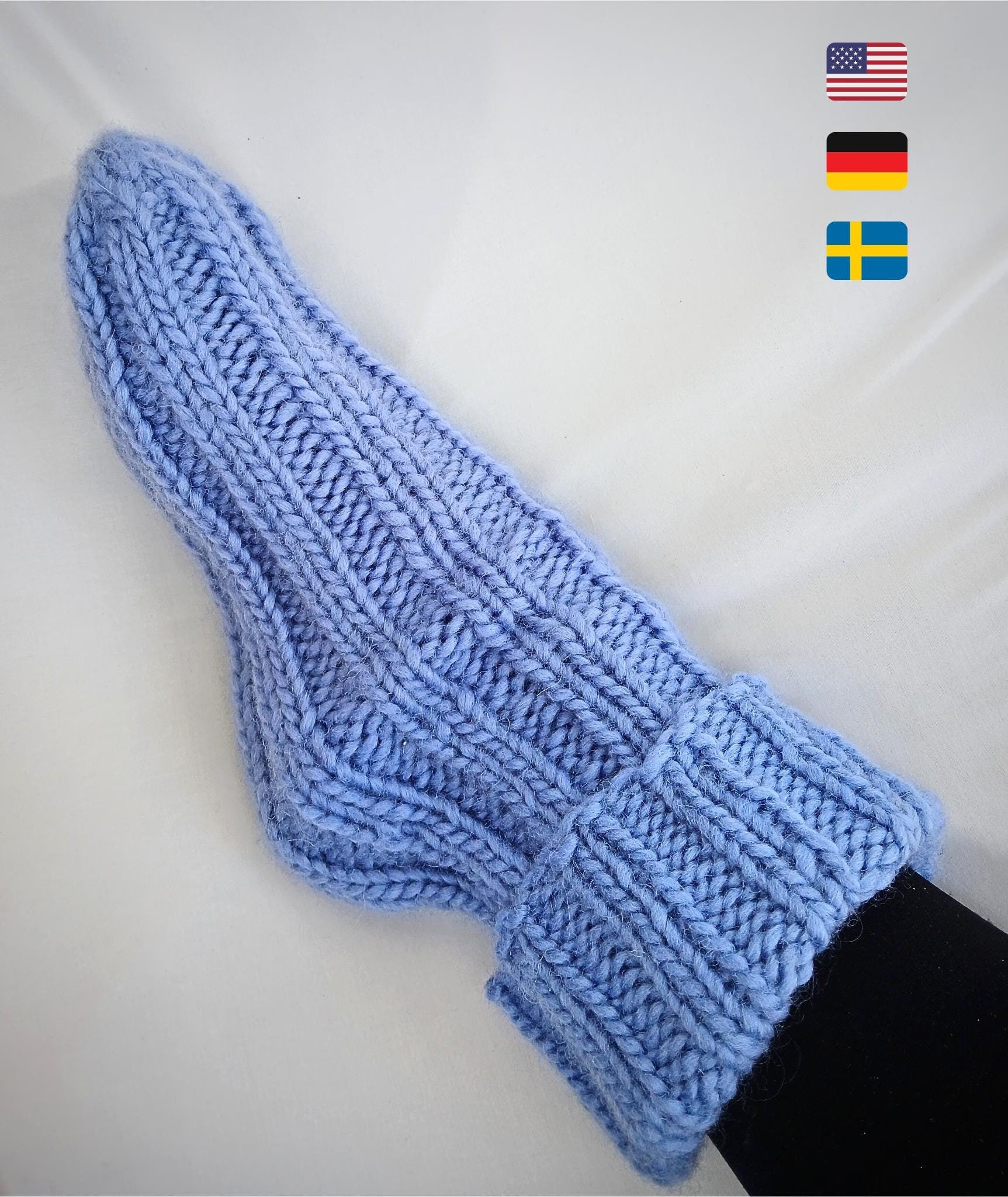 Sock knitting pattern, easy knit socks without heels, beginner friendly knit, quick sock pattern, super bulky knit, tube socks, chunky knit