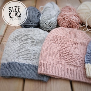 Knitting pattern for beanie, dog motif hat, family matching hats, animal hat pattern, dog lover gift, easy knitting pattern, knitted beanie