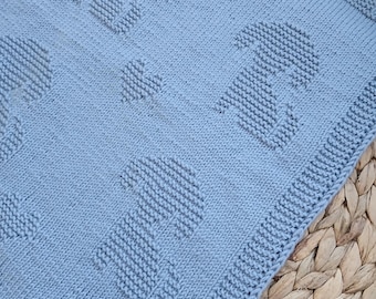 Babydecke Strickanleitung, Hundemotiv, Decke mit Hunden, Kinderwagendecke, Herzmuster, Geschenk für Hundefans, Anfänger, PDF
