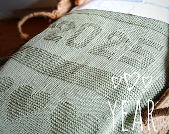 Knitting pattern baby blanket, easy knit, beginner friendly, newborn knit, personalized baby blanket, blanket with year, keepsake blanket