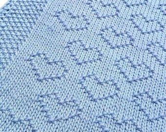 Knitting pattern baby blanket, heart baby blanket, easy knit, newborn gift, throw blanket, blanket with hearts, heart pattern, pram blanket