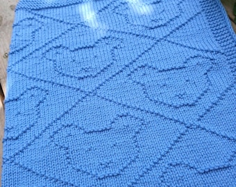 Knitting pattern baby blanket, teddy bear blanket, newborn gift, knit baby blanket, pdf knitting pattern, easy knitting pattern, teddy bear