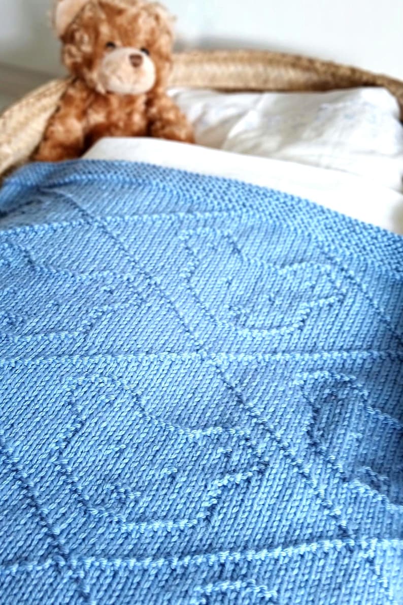 Knitting pattern baby blanket, teddy bear blanket, newborn gift, knit baby blanket, pdf knitting pattern, easy knitting pattern, teddy bear image 2