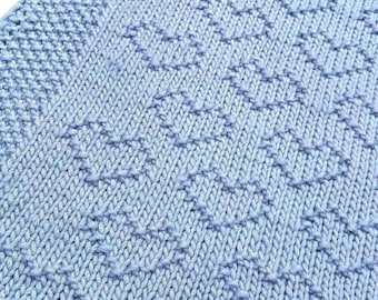 Knitting Pattern Baby Blanket, Heart Baby Blanket, Easy Knit