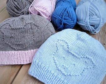 Knitting pattern for beanie, baby hat, bear hat knitting pattern, knitted hat toddler, teddy bear beanie, easy knit hat pattern, newborn hat