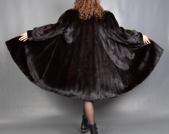 17372 Real Mink Coat Luxury Fur Jacket Swinger Pelz Size XL