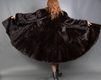 18330 Real Mink Coat Luxury Fur Jacket Swinger Pelz Size 2XL