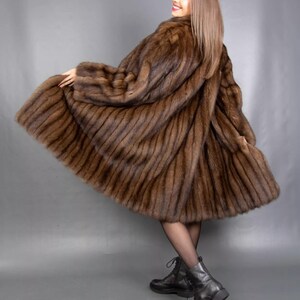 【美品✨】MINK デミバフミンクファー 本毛皮ケープコート レディース 茶色 美品✨】MINK デミバフミンクファー 本毛皮ケープコート
