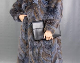 18456 Real Blue Fox Coat Fur Pelz Size L
