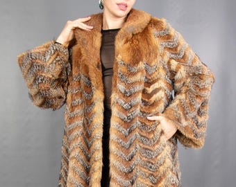 18474 Real Red Fox Coat Fur Jacket Pelz Size M