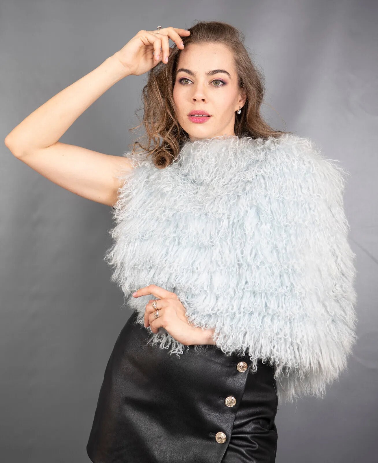 コート PLAIN FW25 TIBET FUR SHORT JACKET (CLA24102 GREEN) Vintage 70s Mongolian Tibetan Lamb Fur Boho Coat Studio 54