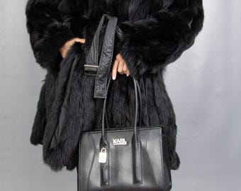 18450 Real Reversible Blue Fox Coat Fur Jacket Hood Pelz Size XL