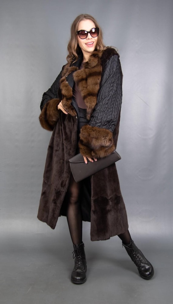 Pelz Nerzmantel Moderner Nerzmantel Hochwertiger Echt Geschorener