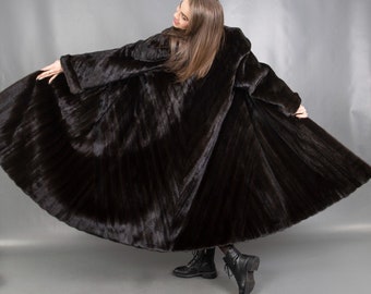 3091 Superior Blackglama Real Mink Coat Luxury Fur Swinger Size 3XL