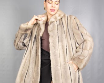 9497 Real Silver Mink Coat Luxury Fur Jacket Pelz Size L