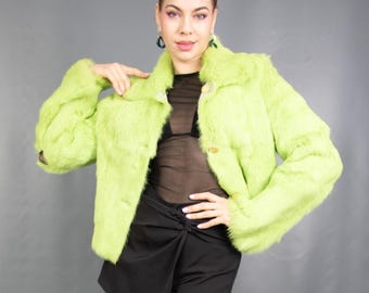 18467 Real Reversible Lapin Coat Luxury Fur Jacket Pelz Size S