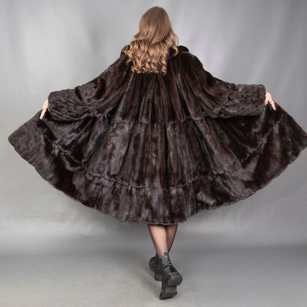 1532 Gorgeous Real Mink Coat Luxury Fur Jacket Swinger Beautiful Look Size 5XL