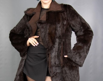 18461 Real Reversible Lapin Coat Luxury Fur Jacket Pelz Size M