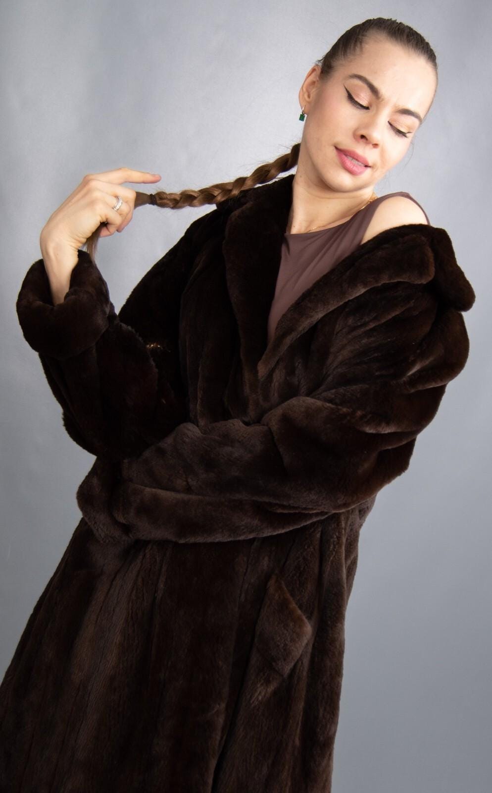 美品☆ サガミンクロイヤル グレ ブラウン ミンク ファーコート 毛皮 11号 美品 SAGA MINK サガミンク ミンク ミンクファー 毛皮 コート