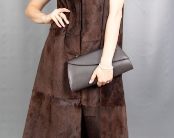 9462 Real Sheared Lapin Coat Luxury Fur Vest Pelz Size M