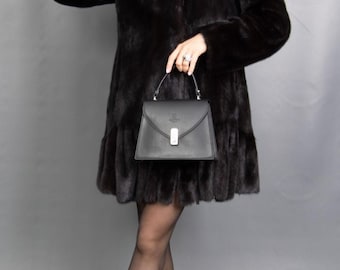 9332 Real Mink Coat Luxury Fur Jacket Pelz Hood Size S