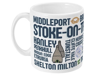 Stoke on Trent mug - Staffordshire towns - Souvenir potteries gift