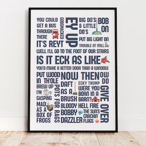 Lancashire sayings poster print gift for dad student dorm kitchen poster