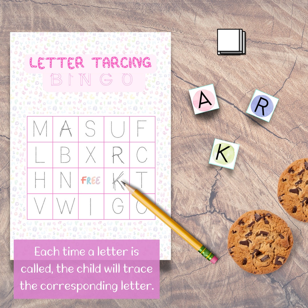 Letter Tracing Bingo, Aphabet Game for Kids, Handwriting Practice, Fun