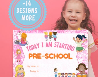 BUNDLE | First Day of Preschool Instant Download | 15 Different Designs of Back to School Sign | Printable for Pre-School