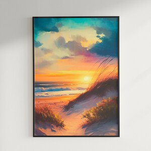 A wild and rustic printing of a Stunning Sunset over the ocean,
