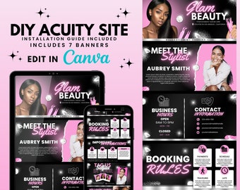 Editable Pink Acuity Scheduling Template Canva Website Banners DIY Digital Download Marketing Graphics for Business