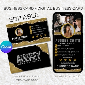 Editable GOLD Business Card Template, Customizable Business Card Design, Real Estate Business Card, Digital Business Card, Canva template