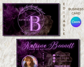 Purple Business Card Template: Modern DIY Design in Canva