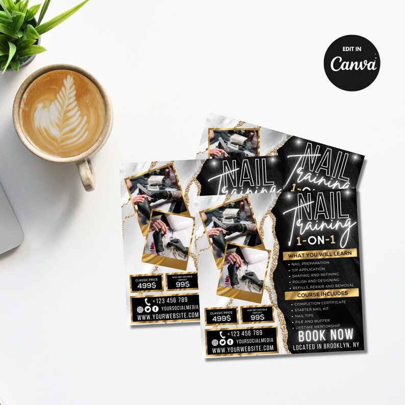 Nail Class Flyer Canva Template DIY Editable Nail Tech Training Workshop Digital Download image 3