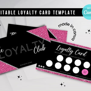 Cartão de fidelidade, modelo de cartão de fidelidade editável para proprietários de pequenas empresas, cartões perfurados de fidelidade Girl Boss, cartão de fidelidade Lash, cartão de fidelidade de beleza
